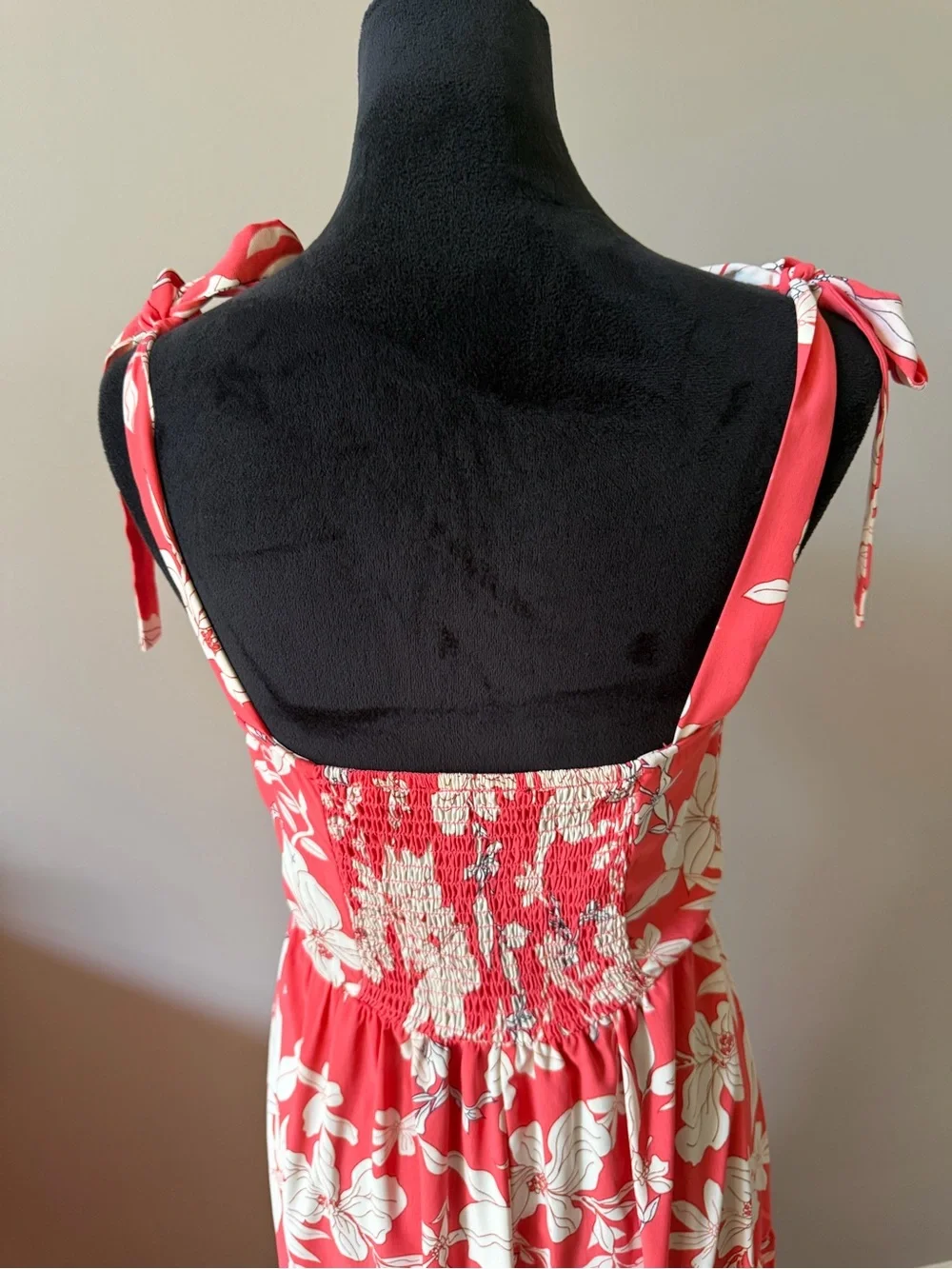 Social Standard By Sanctuary Floral Tiered Maxi Dress in Coral & Ivory Small